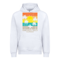 White windansea beach california ca surfer surfing surf palm tree Urban Hoodie - DesignPulse