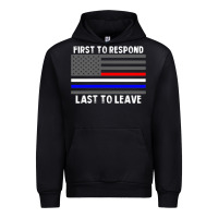 Black police fire ems first responder american flag firefighter t shirt Urban Hoodie - DesignPulse