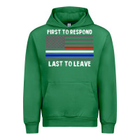 Emerald police fire ems first responder american flag firefighter t shirt Urban Hoodie - DesignPulse
