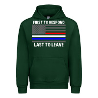 Forest Green police fire ems first responder american flag firefighter t shirt Urban Hoodie - DesignPulse