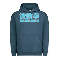 Pigment Midnight Navy hadouken street arcade fighter retro ryu gaming funny Urban Hoodie - DesignPulse