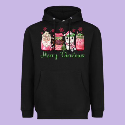 Pink  Merry Christmas Coffee Heavyweight Hoodie Designed By Jahusdesignshop
