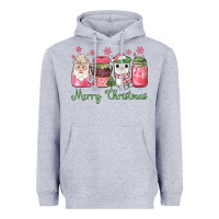 Heather Grey pink  merry christmas coffee Heavyweight Hoodie - JahusDesignShop