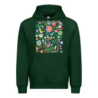 Forest Green cute birds t  shirt birds and blooms   cute floral pattern by cecca de Urban Hoodie - DesignPulse