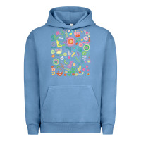 Pigment Pebble Blue cute birds t  shirt birds and blooms   cute floral pattern by cecca de Urban Hoodie - DesignPulse