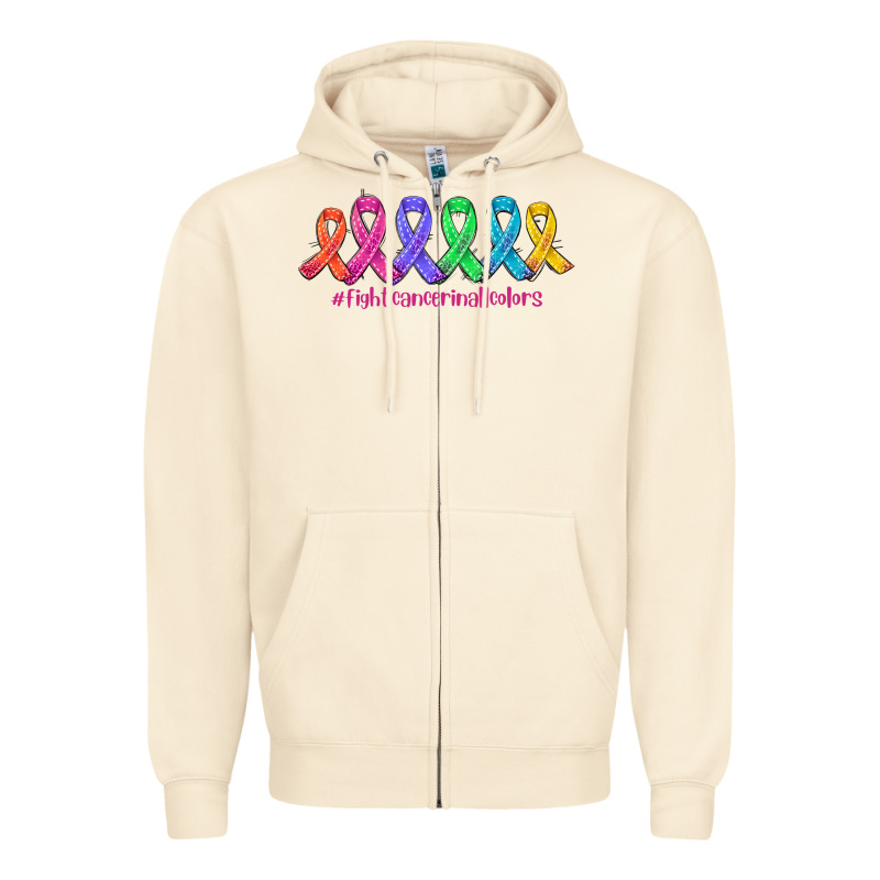 Fight Cancer In All Colors Zipper Hoodie by AdoDesignShop | Teevron