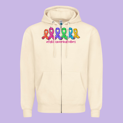Fight Cancer In All Colors Zipper Hoodie Designed By Adodesignshop