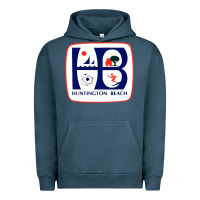 Pigment Midnight Navy Coat of arms of Huntington Beach Urban Hoodie - PixelWave