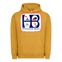 Pigment Peanut Butter Coat of arms of Huntington Beach Urban Hoodie - PixelWave