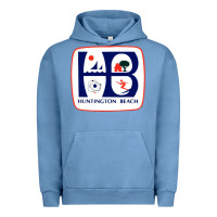 Pigment Pebble Blue Coat of arms of Huntington Beach Urban Hoodie - PixelWave