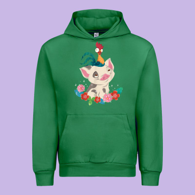 Moana Heihei Rooster Pua Flowers Graphic Urban Hoodie Designed By Pixelwave