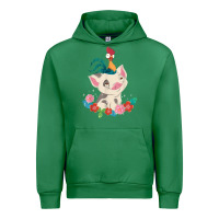 Emerald Moana HeiHei Rooster Pua Flowers Graphic Urban Hoodie - PixelWave