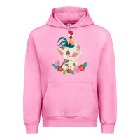 Fuchsia Pink Moana HeiHei Rooster Pua Flowers Graphic Urban Hoodie - PixelWave