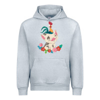 Heather Grey Moana HeiHei Rooster Pua Flowers Graphic Urban Hoodie - PixelWave
