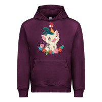 Mauve Wine Moana HeiHei Rooster Pua Flowers Graphic Urban Hoodie - PixelWave