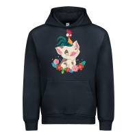 Navy Moana HeiHei Rooster Pua Flowers Graphic Urban Hoodie - PixelWave