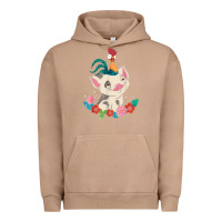 Pigment Burro Moana HeiHei Rooster Pua Flowers Graphic Urban Hoodie - PixelWave
