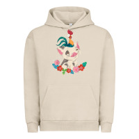 Pigment French Oak Moana HeiHei Rooster Pua Flowers Graphic Urban Hoodie - PixelWave
