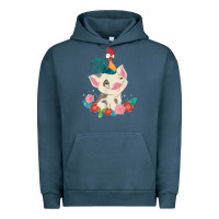 Pigment Midnight Navy Moana HeiHei Rooster Pua Flowers Graphic Urban Hoodie - PixelWave