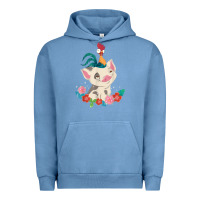Pigment Pebble Blue Moana HeiHei Rooster Pua Flowers Graphic Urban Hoodie - PixelWave