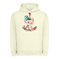 Pigment Pistachio Moana HeiHei Rooster Pua Flowers Graphic Urban Hoodie - PixelWave
