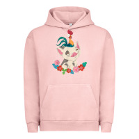 Pigment Salmon Moana HeiHei Rooster Pua Flowers Graphic Urban Hoodie - PixelWave