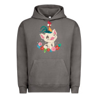 Pigment Tornado Moana HeiHei Rooster Pua Flowers Graphic Urban Hoodie - PixelWave