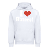 White i love haters Urban Hoodie - PixelWave