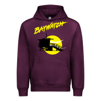 Mauve Wine baywatch lifeguard tower sunset   baywatch Urban Hoodie - PixelWave