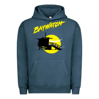 Pigment Midnight Navy baywatch lifeguard tower sunset   baywatch Urban Hoodie - PixelWave