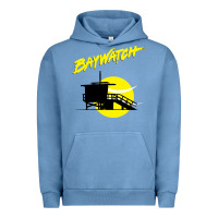 Pigment Pebble Blue baywatch lifeguard tower sunset   baywatch Urban Hoodie - PixelWave