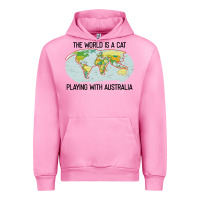 Fuchsia Pink the world is a cat playing with australia 2020 shirt Urban Hoodie - PixelWave