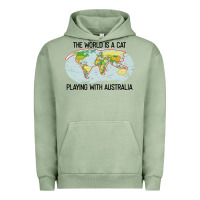 Pigment Oil Green the world is a cat playing with australia 2020 shirt Urban Hoodie - PixelWave