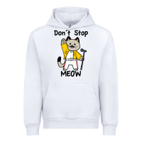 White Don´t Stop Meow Urban Hoodie - PixelWave