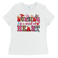 White nursing is a work of heart Ladies Tee - OliviaCreatesArt