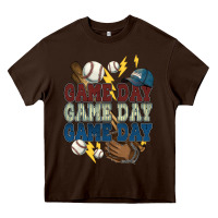 Chocolate Brown Game Day lightning bolt Baseball Heavy Core Tee - HowdyJamesFarm