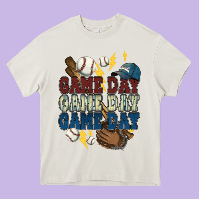 Game Day Lightning Bolt Baseball Heavy Core Tee Designed By Howdyjamesfarm