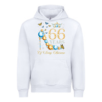 White 66th birthday 66 years of being awesome 66 years old woman Urban Hoodie - PixelWave