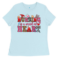 Baby Blue nursing is a work of heart Ladies Tee - OliviaCreatesArt