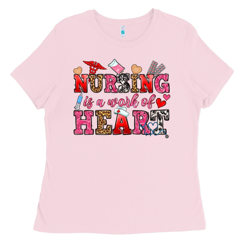 Nursing Is A Work Of Heart Ladies Tee by OliviaCreatesArt | Teevron