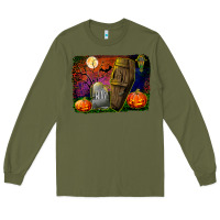 Army Green headstone and coffin background Long Sleeve Tee - BundleAndBundleShop