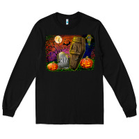 Black headstone and coffin background Long Sleeve Tee - BundleAndBundleShop