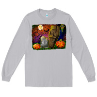 Moon Dust headstone and coffin background Long Sleeve Tee - BundleAndBundleShop