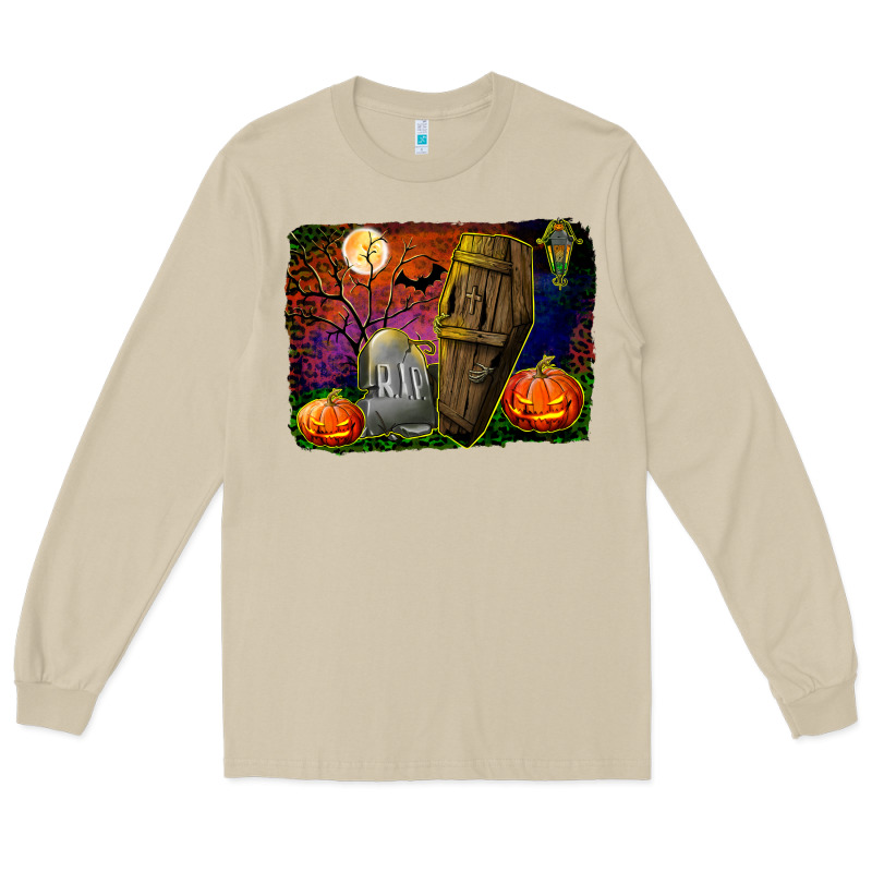 Headstone And Coffin Background Long Sleeve Tee by BundleAndBundleShop | Teevron