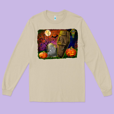 Headstone And Coffin Background Long Sleeve Tee Designed By Bundleandbundleshop