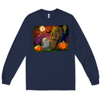 Navy headstone and coffin background Long Sleeve Tee - BundleAndBundleShop