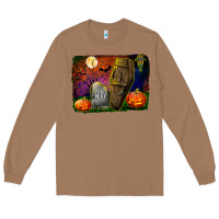 Toasted Coconut headstone and coffin background Long Sleeve Tee - BundleAndBundleShop