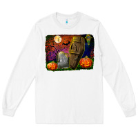 White headstone and coffin background Long Sleeve Tee - BundleAndBundleShop