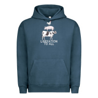 Pigment Midnight Navy liberation to all vegan vegetarian food animal love Urban Hoodie - PixelWave