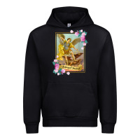 Black St Michael the Archangel - Protector Catholic Church Angel Urban Hoodie - PixelWave